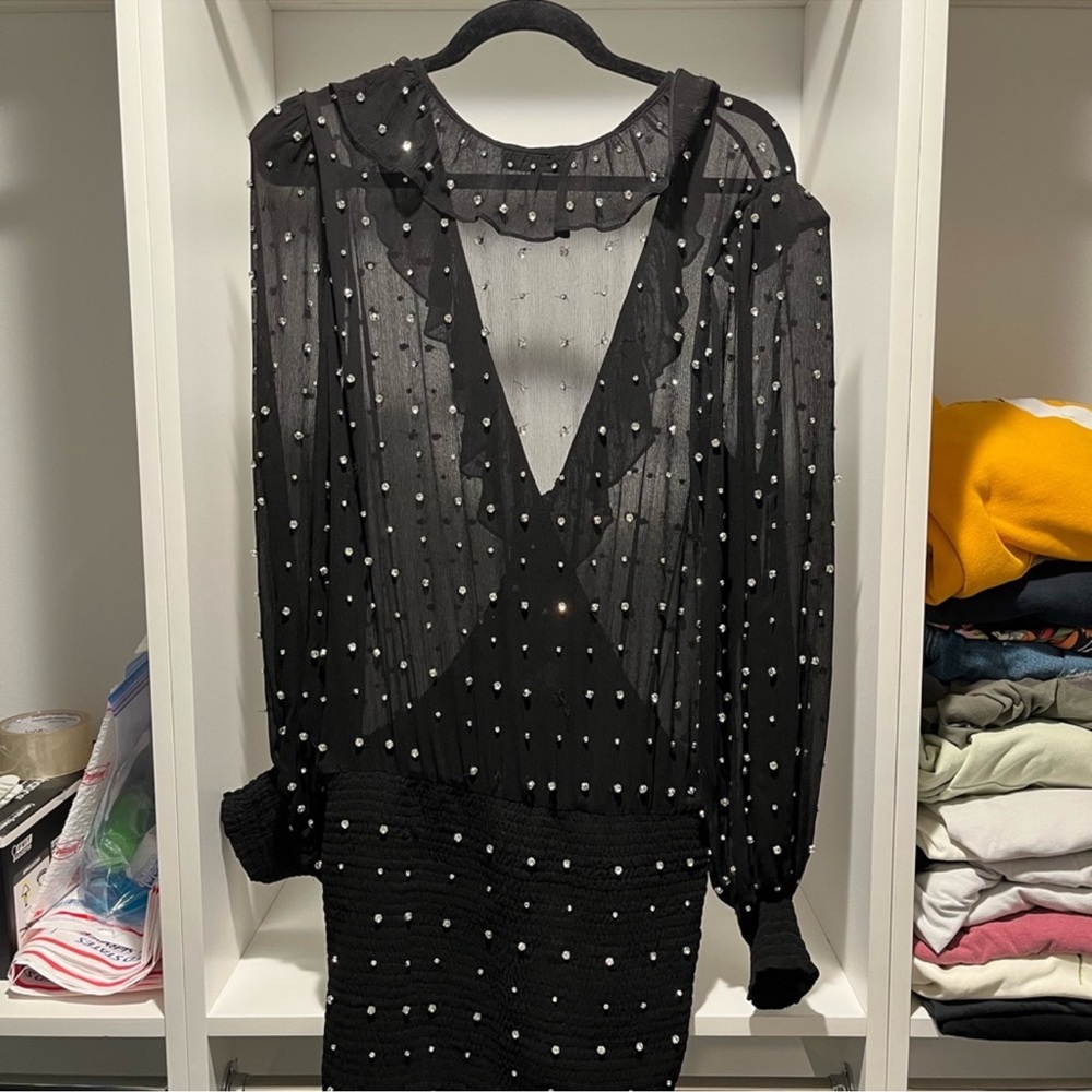 Retrofête Lennon Embellished Silk Chiffon Dress - Picture 6 of 6